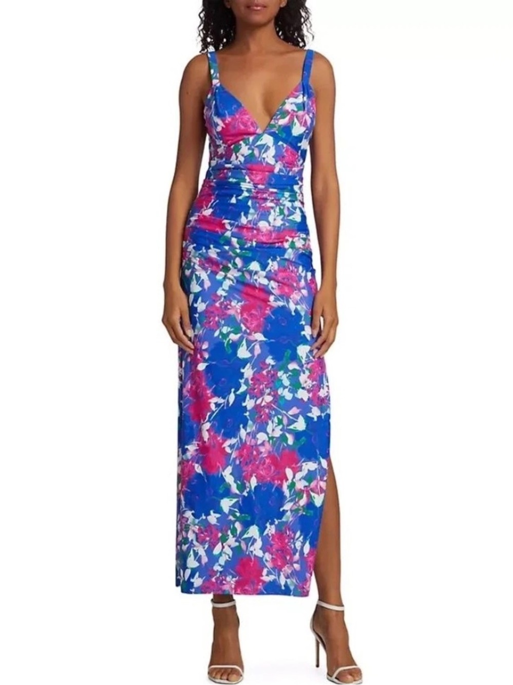 ML Monique Lhuillier Claudia Hydrangea Gardens Floral Jersey Midi Dress Size 4